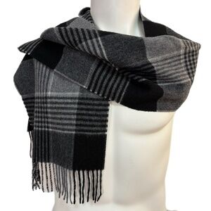 Black Brown 1826 - Black & Grey  Plaid Scarf - 100% Wool